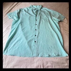 Caribbean Blue Casual Button Down Shirt with Relaxed Fit 4XB